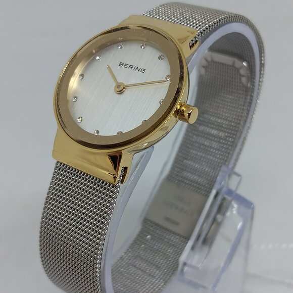 Bering 10126-001 Women's 25mm S/Steel Milanese Mesh Crystal Accent Watch NWT - Picture 1 of 11